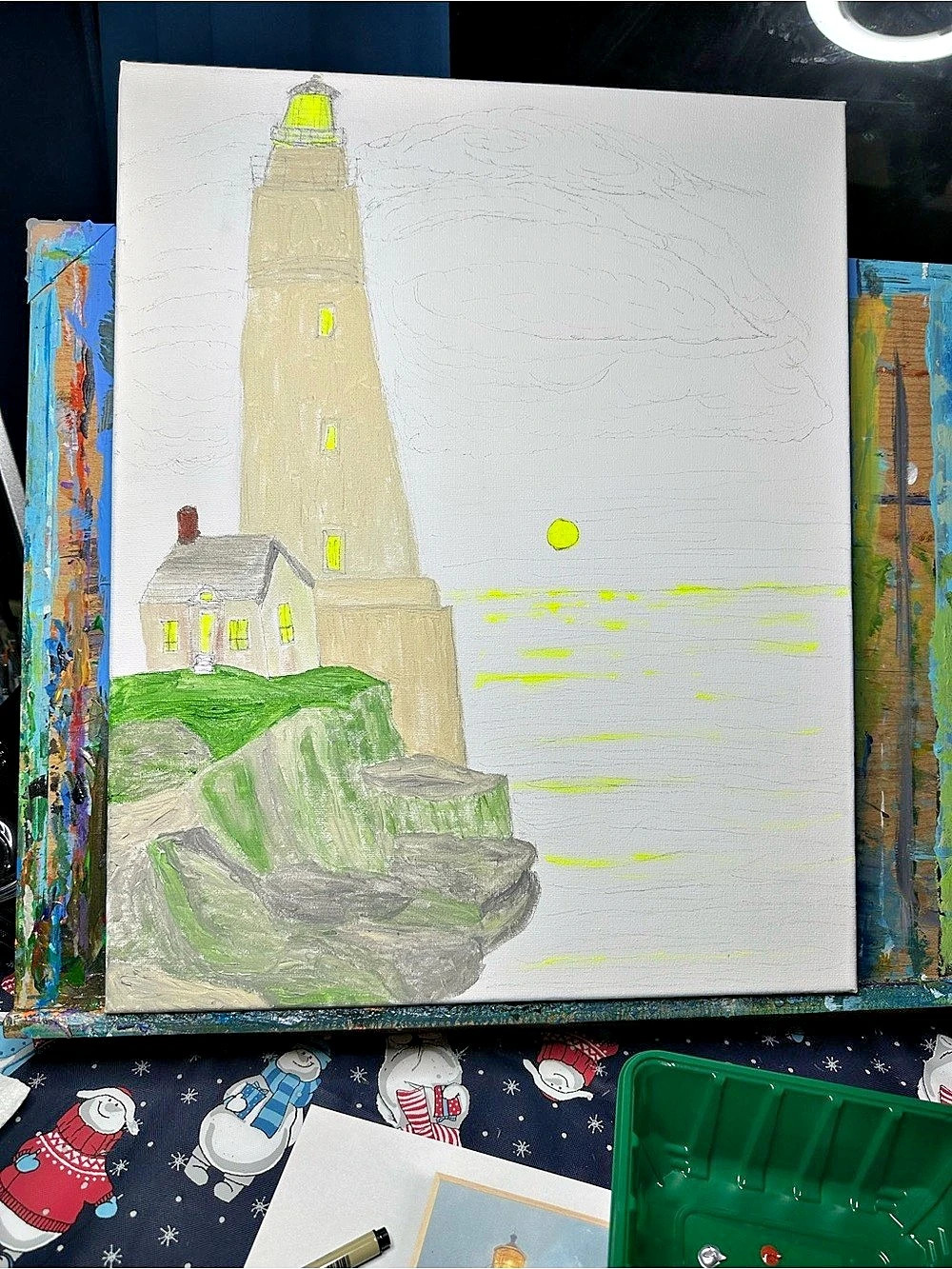 Original Lighthouse Painting on Canvas